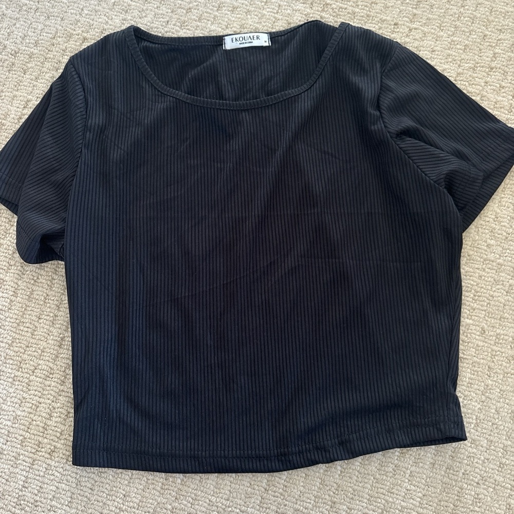Black Athletic Ribbed Tee